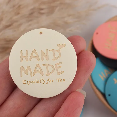 Round Wooden Hand Made Tags Engraved Wood Disc Pendants For DIY Jewelry Making Keychain Gift Mother's Day Accessories