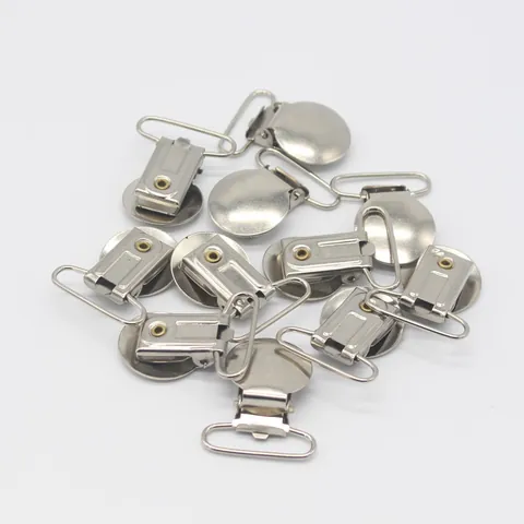 Attaches Tétines en Métal Pinces à Bec de Canard Rondes Support Métallique Argenté pour Accessoires DIY Bébé