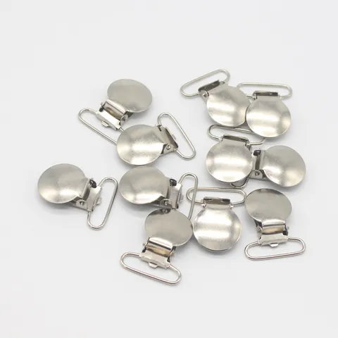 Attaches Tétines en Métal Pinces à Bec de Canard Rondes Support Métallique Argenté pour Accessoires DIY Bébé