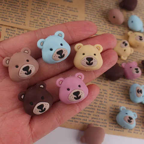 Cartoon Bear Head Silicone Beads For DIY Jewelry Making Beaded Pen Pacifier Chain Accessories Animal Shaped Loose Beads