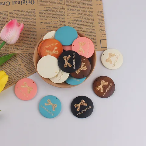 DIY Round Wooden Tags Handmade Charms With Bowknot Laser Engraved Wood Pieces For Earrings Keychain Jewelry Making Gift