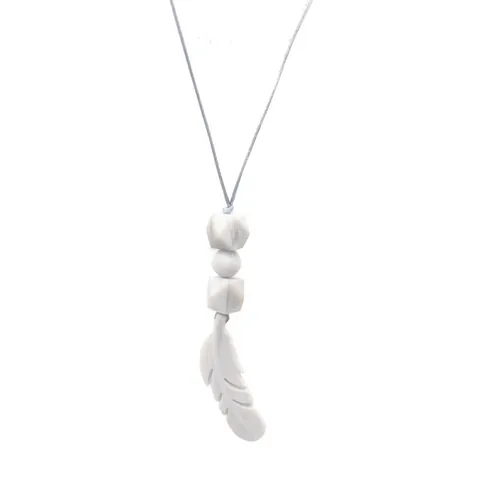 Feather Silicone Teether Necklace For Babies BPA Free Food Grade Silicone Teething Relief Sensory Pendant Necklace For Infants