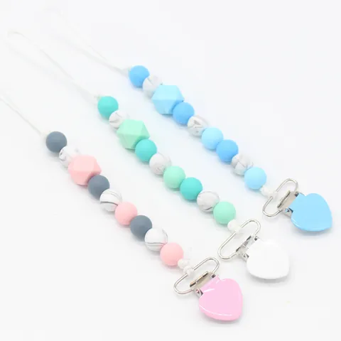 Catenella Portaciuccio in Silicone per Neonati Catena da Dentizione Senza BPA con Clip a Cuore Perline di Unicorno Accessori