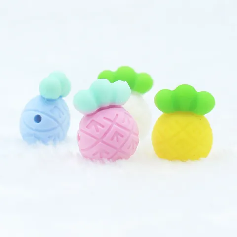 Silicone Pineapple Baby Teether Beads Food Grade BPA Free For DIY Pacifier Chain Accessories Infant Teething Relief Toy