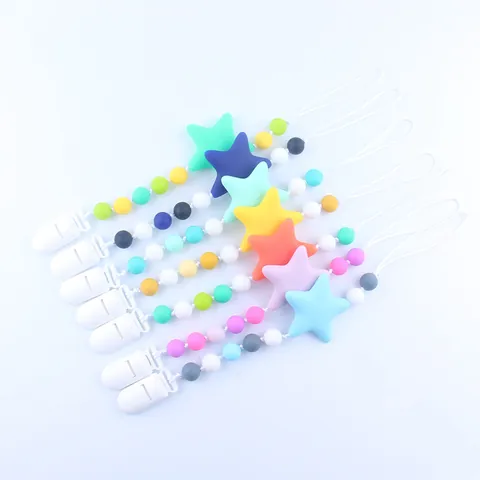 Σιλικόνη Baby Pacifier Clip Αλυσίδα Star Teether Χάντρες Στήριγμα Πίπιλας Αντιπεπτικό Λουρί για Βρέφη Νήπια Παιχνίδι Θηλασμού