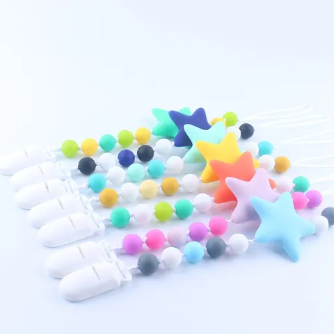 Σιλικόνη Baby Pacifier Clip Αλυσίδα Star Teether Χάντρες Στήριγμα Πίπιλας Αντιπεπτικό Λουρί για Βρέφη Νήπια Παιχνίδι Θηλασμού
