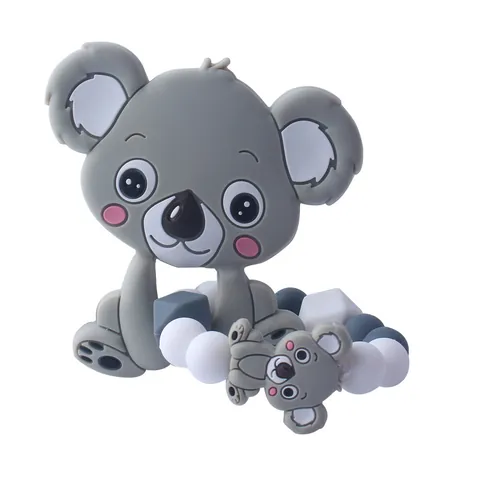 Baby Silicone Koala Teether and Silicone Bead Wristlet Infant Teething Relief Toy BPA Free For Infants 3 Months Plus