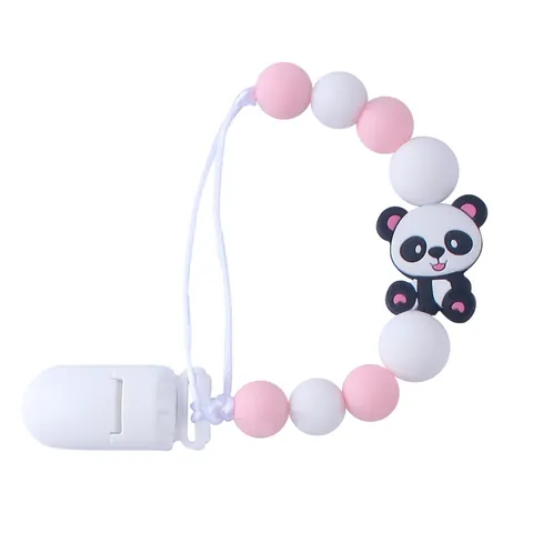 Silikon Baby Schnullerkette Cartoon Panda Auto Muster Beruhigende Beißkette Anti-Verlust Leine Für Neugeborene Kleinkinder Zubehör