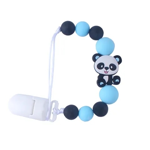 Silikon Baby Schnullerkette Cartoon Panda Auto Muster Beruhigende Beißkette Anti-Verlust Leine Für Neugeborene Kleinkinder Zubehör