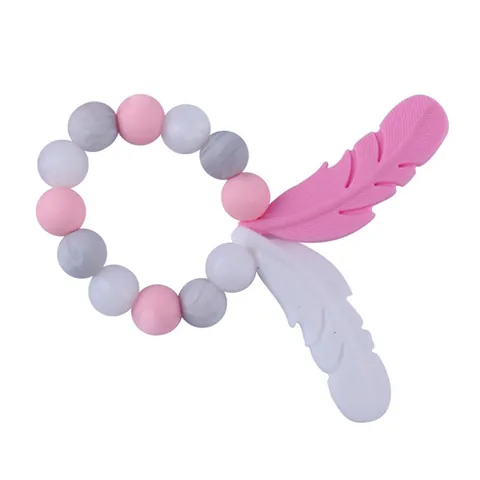 Silicone Baby Teether Bracelet Feather Shape Food Grade BPA Free Soothing Molar Toy For Infants Toddlers Teething Relief