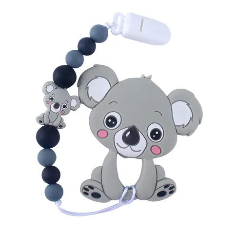 Silicone Baby Teether And Pacifier Clip Set Cartoon Koala Animal Beads Soother Chain Holder For Infants Toddlers BPA Free