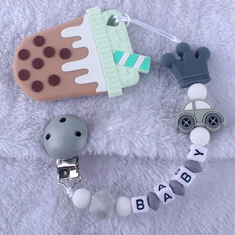 Clip de Silicona para Chupete de Bebé Cuentas de Animales de Dibujos Animados Cadena Anticaída Accesorios de Lactancia