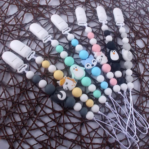 Silicone Baby Pacifier Clip Cartoon Animal Teether Chain For Newborn Infant Toddler Binkie Holder Soothing Nipples Strap