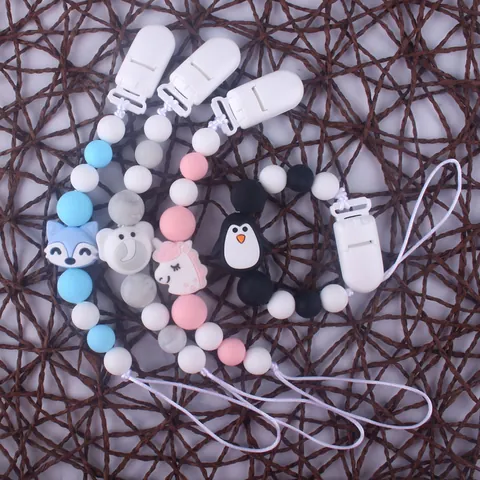 Silicone Baby Pacifier Clip Cartoon Animal Teether Chain For Newborn Infant Toddler Binkie Holder Soothing Nipples Strap