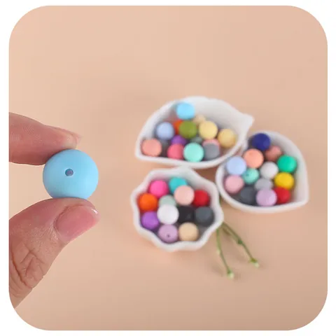 BPA Free Silicone Round Beads For Baby Teething Pacifier Chain DIY Jewelry Making Colorful Matte Teether Beads Accessory