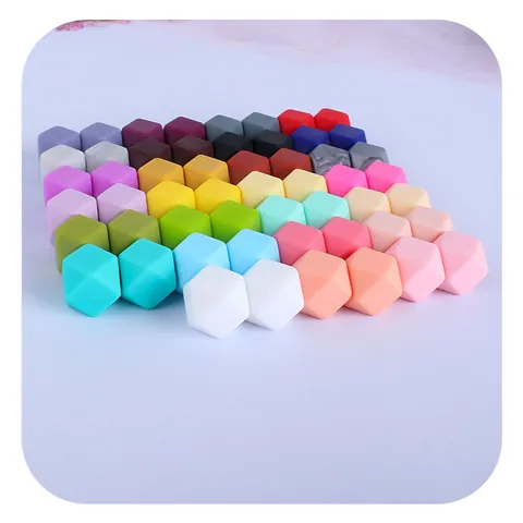 Perles en Silicone Octogonales de 14mm pour Poussée Dentaire Bébé Fabrication Bijoux DIY Collier Bracelet sans BPA
