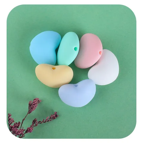 Perline in Silicone a Forma di Cuore Alimentare Senza BPA Fai da Te Catenella Ciuccio Braccialetto Dentizione Accessori Gioielli Colori Macaron