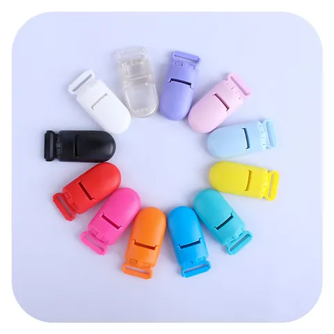 Plastic Pacifier Clips DIY Baby Chain Bib Holder Duckbill Clips Solid Color Accessory For Infants And Toddlers