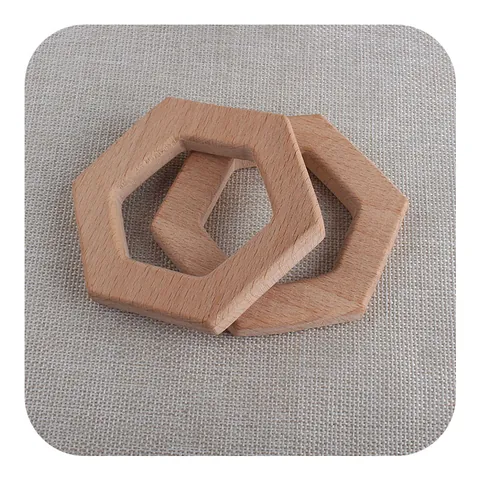 Anneau de Dentition Hexagonal en Bois de Hêtre Naturel pour Bébé Jouet Écologique pour Nourrissons Accessoires de Dentition DIY