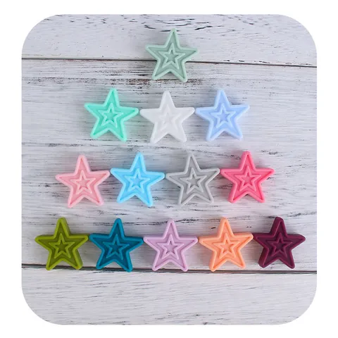 Star Silicone Beads Food Grade BPA Free Baby Teether Accessory For DIY Pacifier Chain Necklace Bracelet Nursing Sensory Toy