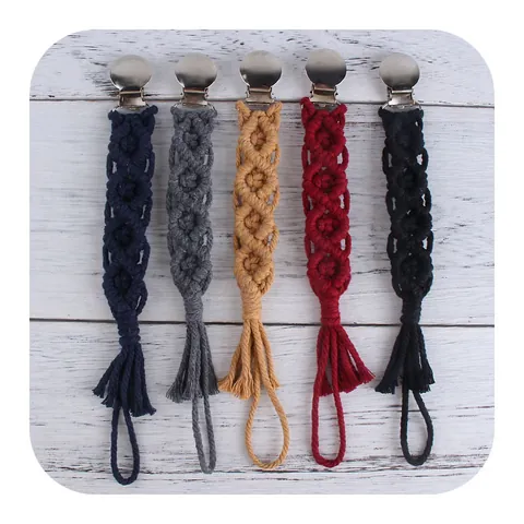 Catenella Portaciuccio Intrecciata a Mano in Cotone Per Neonati Stile Bohémien Cinturino Portaciuccio Per Accessori Giocattolo Dentizione