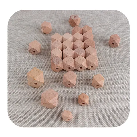 Natural Beech Wood Geometric Polyhedron Beads For DIY Jewelry Making Baby Teether Necklace Bracelet Accessories Wood Beads