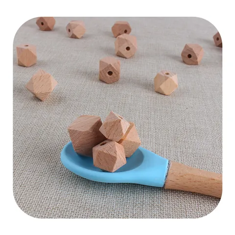 Natural Beech Wood Geometric Polyhedron Beads For DIY Jewelry Making Baby Teether Necklace Bracelet Accessories Wood Beads