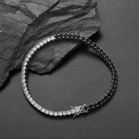 3mm Hip Hop Schwarz Und Weiß Zirkonia Tennis Armband Für Herren Damen Kupfer Mikro Eingelegt Zirkon Kette Schmuck Geschenk
