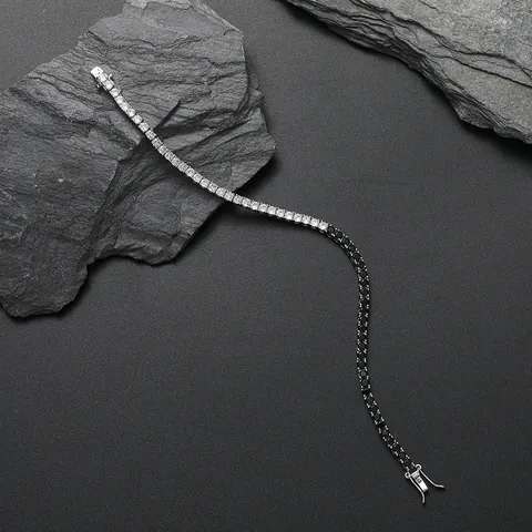 3mm Hip Hop Schwarz Und Weiß Zirkonia Tennis Armband Für Herren Damen Kupfer Mikro Eingelegt Zirkon Kette Schmuck Geschenk