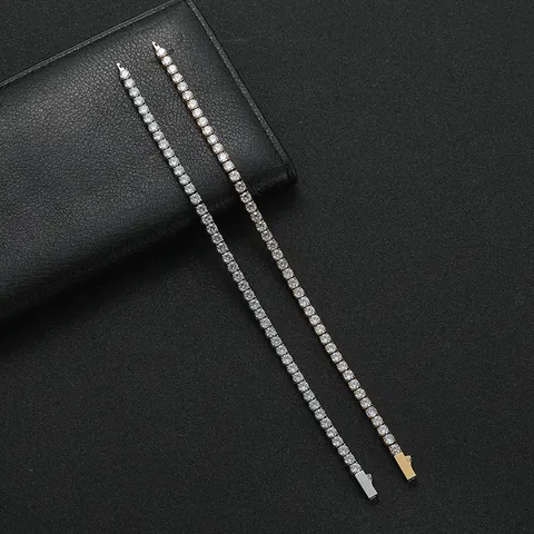 Stainless Steel Zirconia Tennis Bracelet Gold Silver Hip Hop Chain Jewelry For Men Women Classic Single Row Link Bracelet