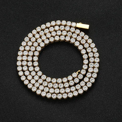 Hip Hop Stainless Steel Tennis Chain Necklace Shiny Zirconia Round Cut Choker For Men Women Trendy Jewelry Gift