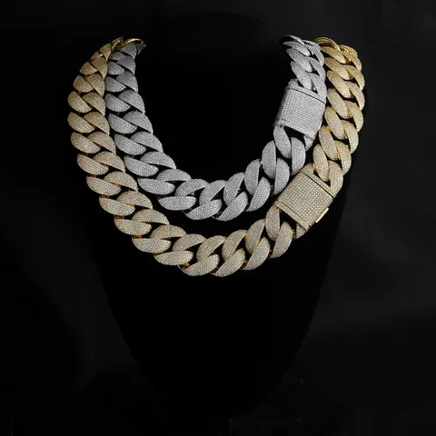 Luxus Iced Out Panzerkette Halskette Für Herren Hip Hop Schmuck Gold Silber Plattiert Kupfer Zirkonia Dicke Gliederkette Halskette Armband