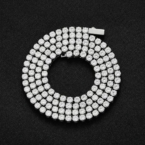 Hip Hop Stainless Steel Tennis Chain Necklace Shiny Zirconia Round Cut Choker For Men Women Trendy Jewelry Gift