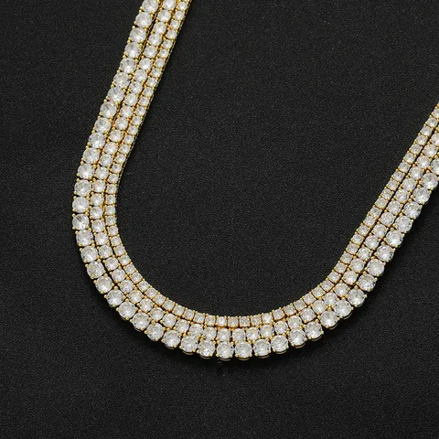 Hip Hop Zirconia Tennis Chain Necklace Bracelet Copper Gold Silver Plated Luxury Rhinestone Jewelry For Men Women Gift