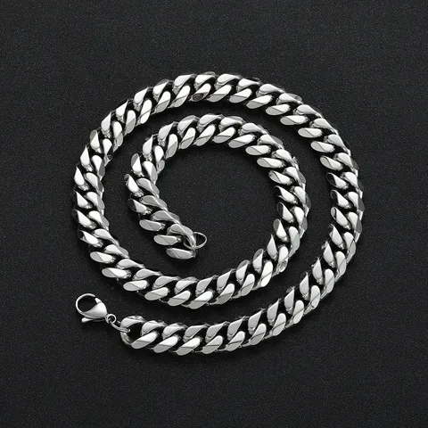 Thick Stainless Steel Cuban Link Chain Necklace For Men Women Hip Hop Jewelry Gold Silver Polished Heavy Curb Link Jewelry Gift