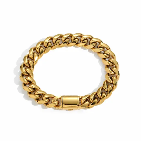 Pulsera de Hombre Hip Hop 12mm de Acero Inoxidable con Eslabón Cubano Galvanoplastia Oro Plata Cadena Gruesa Joyería