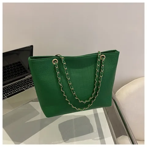 Crocodile Pattern PU Leather Tote Bag Fashion Chain Shoulder Bag Large Capacity Casual Underarm Handbag Women Daily