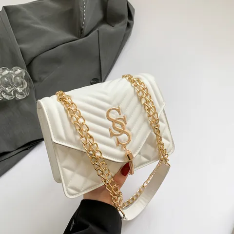 Elegant Quilted Faux Leather Crossbody Bag For Women With Metal Chain Strap Tassel Fashion Square Shoulder Bag