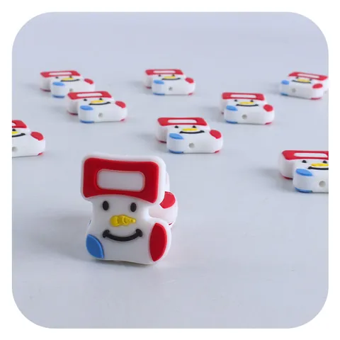 Christmas Stocking Snowman Silicone Beads Soft Silicone DIY Craft Accessories For Baby Pacifier Chain Teether Jewelry Decoration