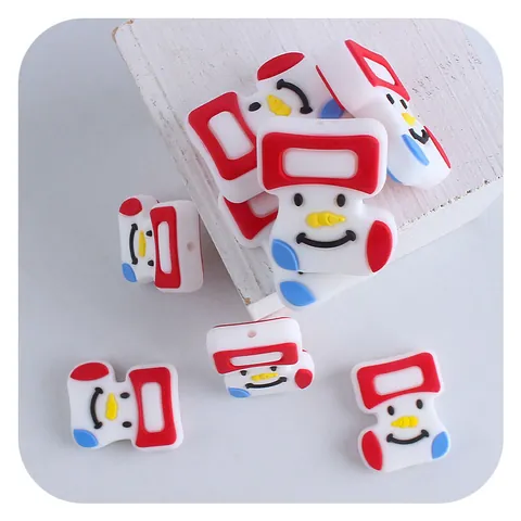Christmas Stocking Snowman Silicone Beads Soft Silicone DIY Craft Accessories For Baby Pacifier Chain Teether Jewelry Decoration