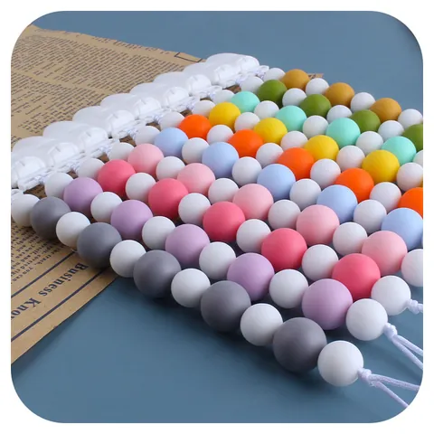 Catenella Portaciuccio in Silicone con Perline per Neonati Catenella Massaggiagengive Anti-smarrimento Colore Macaron Giocattolo