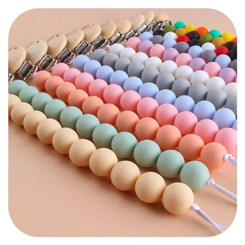 Catenella Portaciuccio in Silicone per Neonati in Legno di Faggio Supporto Anti-smarrimento per Massaggiagengive per Bimbi e Bimbe