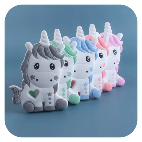 Massaggiagengive in Silicone per Bambini a Forma di Unicorno Giocattolo Morbido per Sollievo Gengive Senza BPA Impugnatura a Cuore
