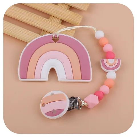 Anneau de Dentition Bébé en Silicone Arcobaleno Jouet Sans BPA Qualité Alimentaire Avec Trou en Cœur Pour Nourrissons et Bambins