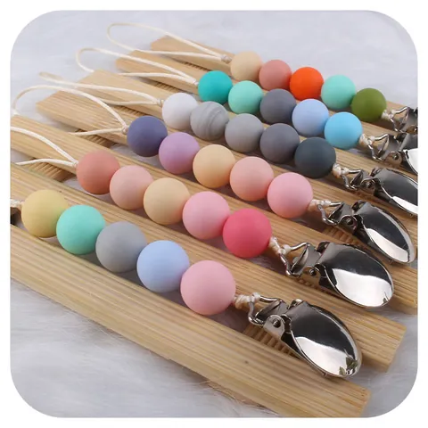 Catenella Portaciuccio in Silicone con Perline Clip in Metallo Anti-Goccia Catena Lenitiva per Dentizione Neonati Ragazzi Ragazze Accessorio