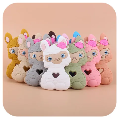 Baby Silicone Alpacca Teether Sheep Shaped Molar Toy For Infants Heart Design Grip Training Relief BPA Free Soft Toddler Toy