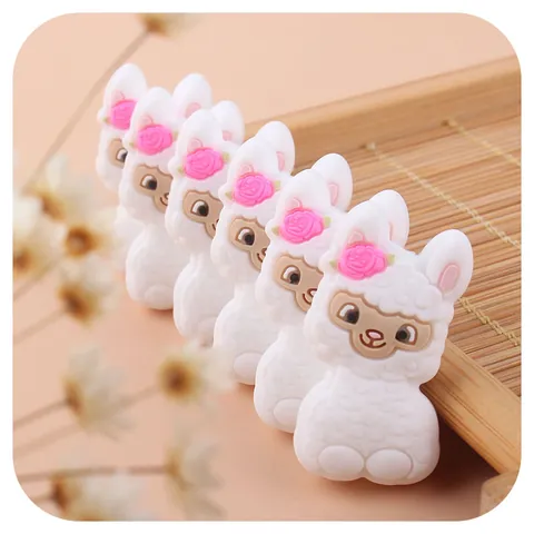 Perline in Silicone Alimentare a Forma di Lama Alpaca per Massaggiagengive Catena Ciuccio Accessori Fai da Te