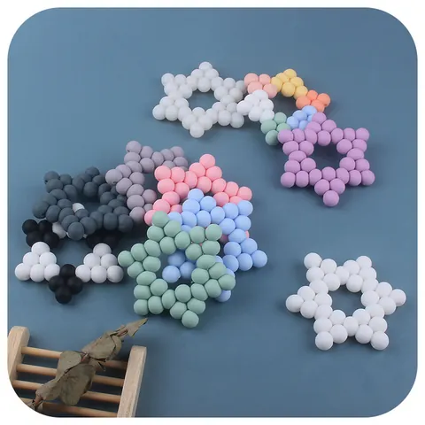 Food Grade Silicone Star Baby Teether Beaded Hexagonal Teething Toy BPA Free Infant Grasping Toy Sensory Development Stick For Babies
