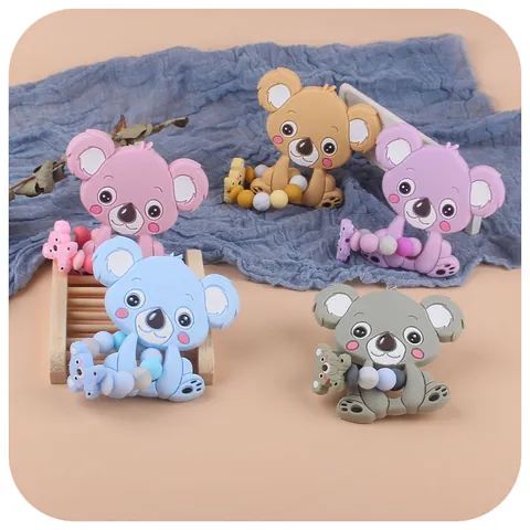 Koala Silicone Baby Pacifier Clip And Teether Personalized Name BPA Free Beads Soothing Molar Toy For Infants Newborns