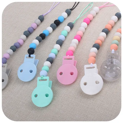 Baby Schnullerkette Silikonperlen Beruhigungskette Halter Für Säuglinge Beißring Spielzeugleine Mit Kunststoffclip Zubehör